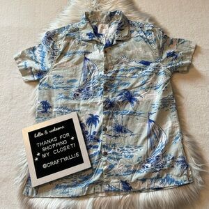 Eighth Avenue Sailboat, Palm Tree Print Hawaiian Shirt | Men’s Large